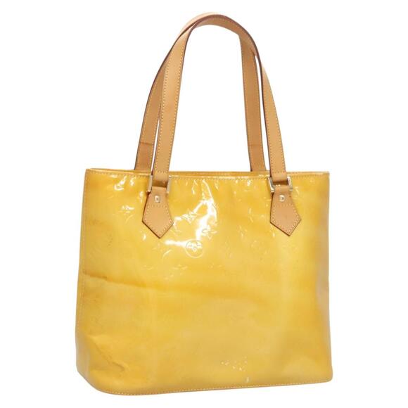 LOUIS VUITTON Monogram Vernis Houston Hand Bag Lime Yellow M91055 - Picture 1 of 13